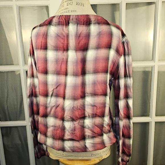 Cloth & Stone Womens Glacier‎ Plaid Blouse Large - Picture 2 of 5